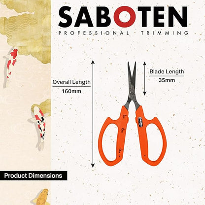 Saboten Stainless Steel Angled Blade Trimming Scissors Orange PT-13 160mm - Image 2