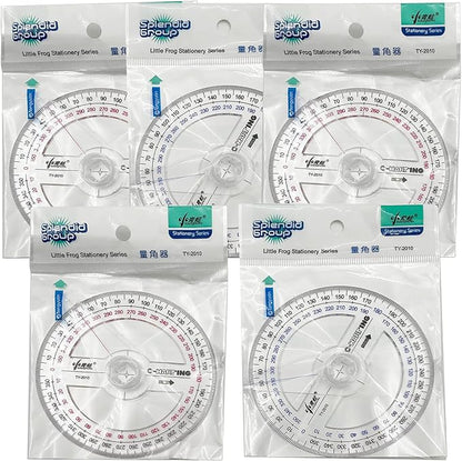 360° Protractor Pack of 5 Protactors Plastic Protractor Math Protractors Clear - Image 7