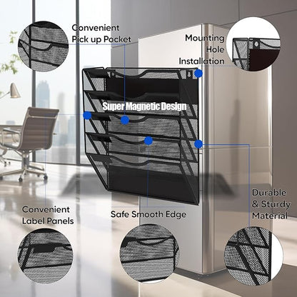 LQPAFZ 5-Tier Magnetic File Holder, No Drilling Installation File Cabinet - Image 7