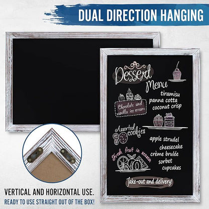HBCY Creations 11" x 17" Whitewash Solid Wood Frame Wall Chalkboard, Magnetic - Image 3