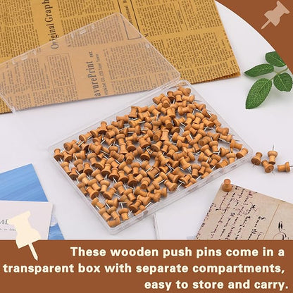 150 Pcs Push Pins for Cork Board, Decorative Thumb Tacks Wooden Push Pins Head - Image 3