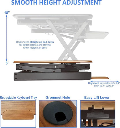 Rocelco 32" Height Adjustable Standing Desk Converter BUNDLE - Image 2