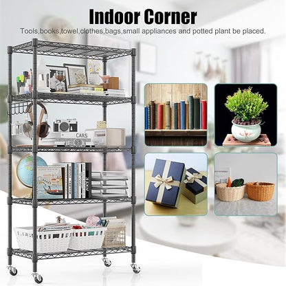 Himimi 5-Tier Storage Shelf Wire Shelving Unit on Wheels Heavy Duty Metal - Image 7