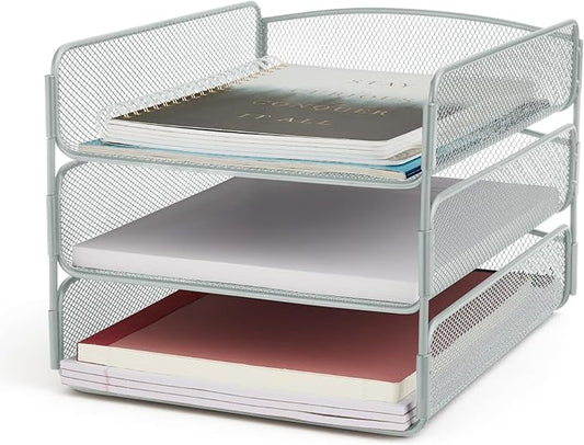 Safco Onyx Desktop Organizer, 3-Tier Paper Tray, Durable Steel Mesh Construction by SafcoProducts