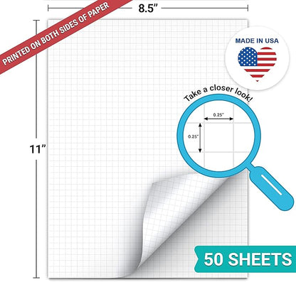 321Done Double Sided Graph Paper Notepad, 0.25 Grid, Made in The USA, Quad - Image 2