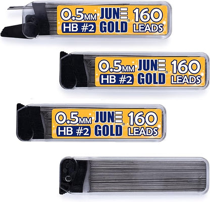 June Gold 640 Pieces, 0.5 mm HB #2 Lead Refills, 160 Pieces Per Dispenser by JuneGold