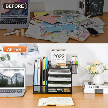 Marbrasse Desk Organizer with File Holder, 5-Tier Paper Letter Tray Organizer - Image 7