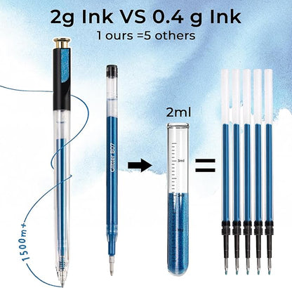ZSCM Retractable Glitter Gel Pens, 12 Colors Large Capacity Blue Glitter - Image 3