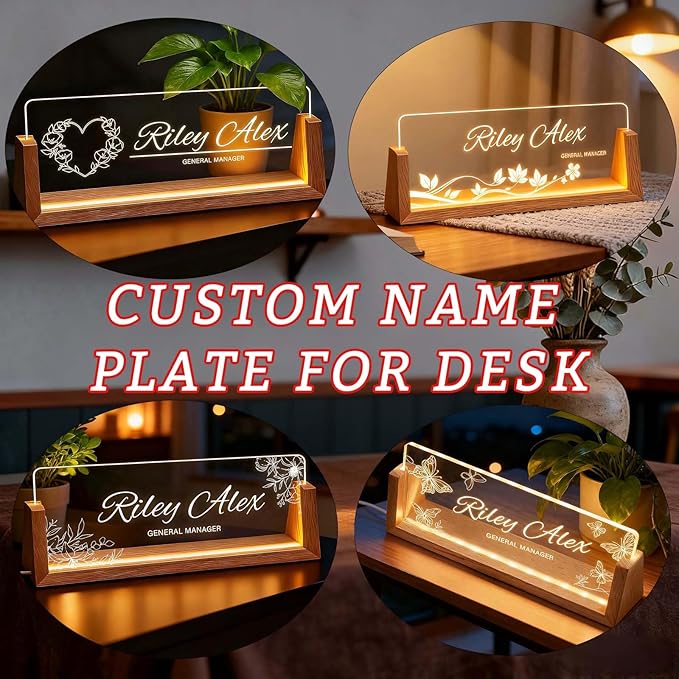 Acrylic Desk Name Plate Personalized, Custom Light Up Office Sign - Image 3