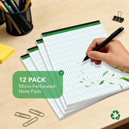 KAISA Graph Paper Legal Pads Writing Pads Recycled Paper 8.5"x11.75" Quad Ruled - Image 7