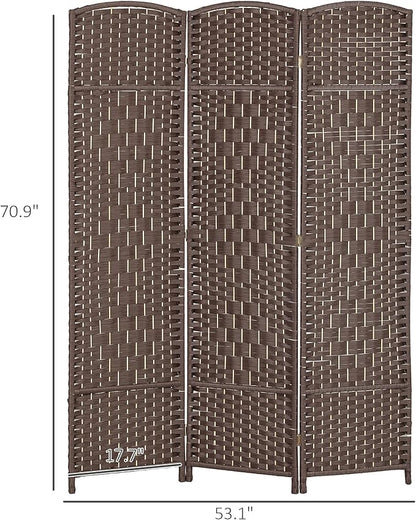 HOMCOM 3 Panel Room Divider, Hand-Woven Freestanding Wall Partition - Image 7