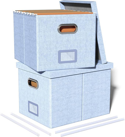 2 Pack File Storage Organizer, Filing Box, Portable File Box by Oterri