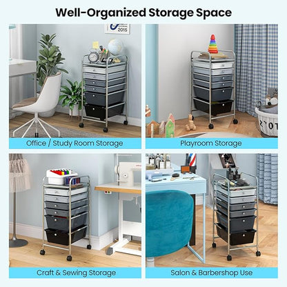 Giantex 6 Storage Drawer Cart Rolling Organizer Cart - Image 5