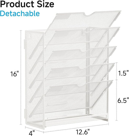 Lavatino 6-Tier Hanging File Organizer, Wall Mount File Holder - Image 2