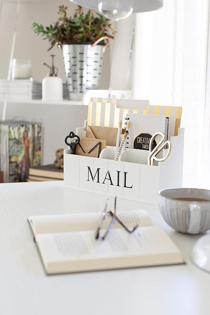 BLU MONACO | White Wooden Mail Organizer - Image 4