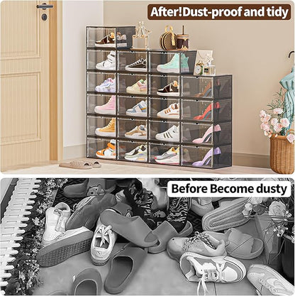 TOFWOF 10 Pack XX Large Shoe Organizer, Heavy-Duty Hard Thicken Plastic Clear - Image 7