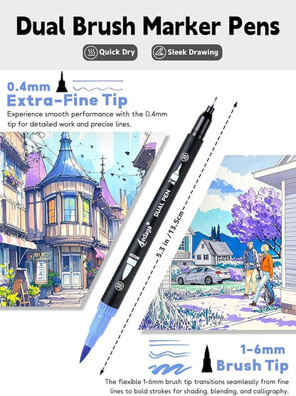 AEDAGA 120 Colors Numbered Dual Tip Brush Pens - Image 2