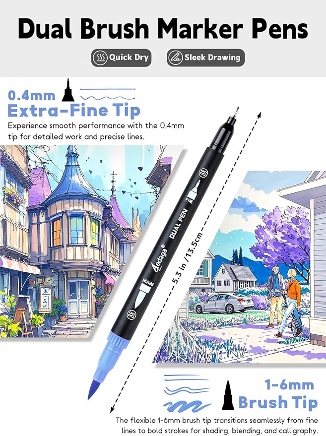AEDAGA 80 Colors Numbered Dual Tip Brush Pens - Image 2