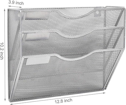EASEPRES 3 Pocket Mesh Hanging Wall File Organizer, Wall Mounted Mail Paper - Image 2