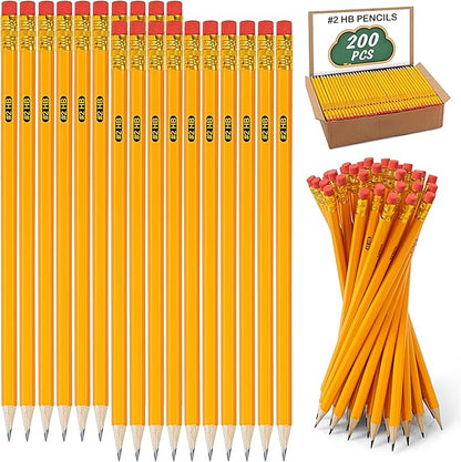 IKAYAS 200 Pack Yellow Sharpened Pencils by IKAYAS