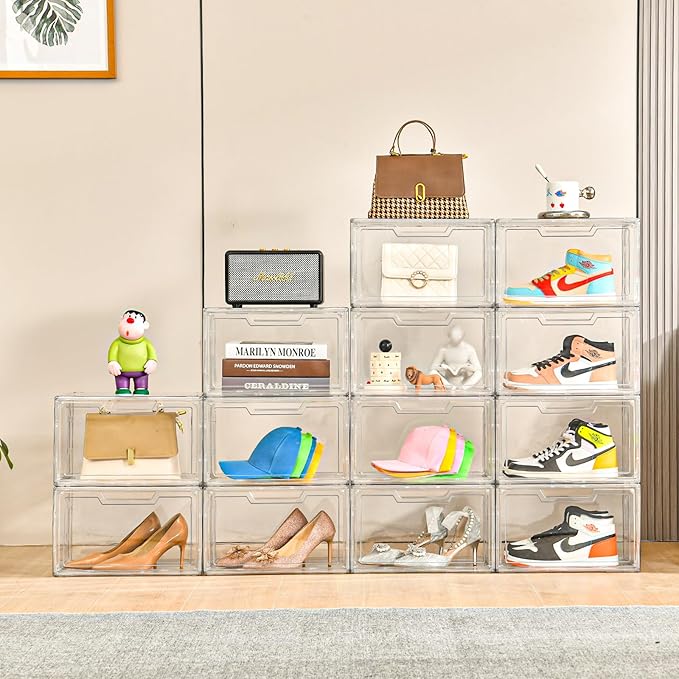KOKOIN Magnetic Acrylic Clear Shoe Boxes – 360° Transparent Stackable Sneaker - Image 7