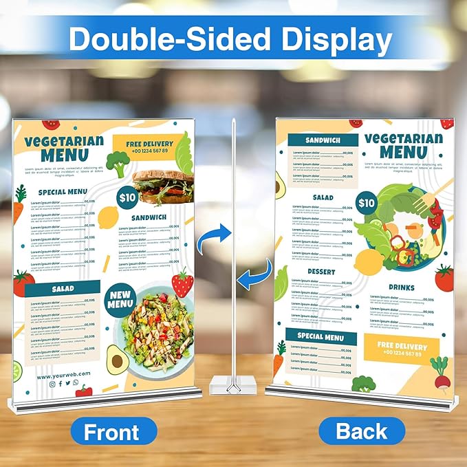 Daofary 12 Pack Acrylic Sign Holder 4 x 6, Double-Sided Stand up Table Top Sign - Image 3