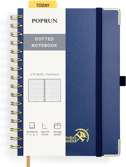 POPRUN Spiral Dotted Journal Notebook, by POPRUN