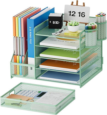 Marbrasse Desk Organizer with File Holder, 5-Tier Paper Letter Tray Organizer - Image 2