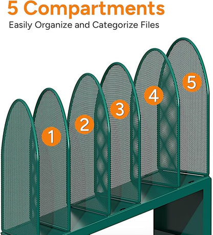 OUTIOE 5-Section Desk File Organizer, Metal Mesh Folder Organizer - Image 6