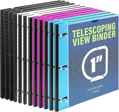 WOT I Telescoping 3 Ring Binder 1 Inch 12-Pack, Flexible Binder by WOTI