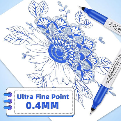 Blue Ultra Fine Point Permanent Markers, 18 Pack, 0.4 mm, Precision Extra Fine - Image 3