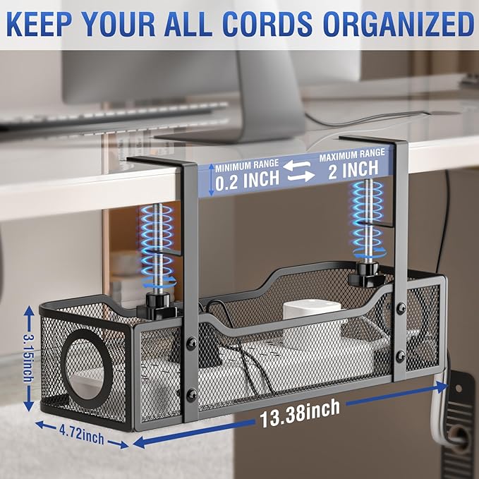 Under Desk Cable Management Tray, GZOKMOG Cord Management - Image 4