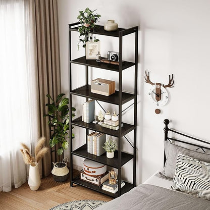 Casaottima Book Shelf, 6 Tier Tall Bookshelf, Modern Wood Bookcase Shelves - Image 8
