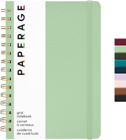 PAPERAGE Graph Paper Spiral Notebook & Journal, 160 Pages, Medium 5.5 inches x by PAPERAGE