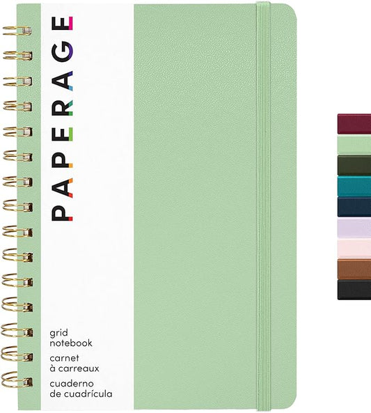PAPERAGE Graph Paper Spiral Notebook & Journal, 160 Pages, Medium 5.5 inches x by PAPERAGE