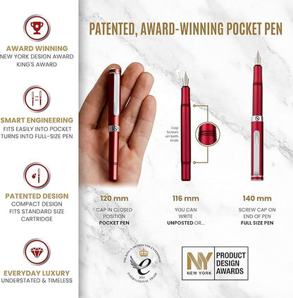 Scriveiner Luxury EDC Fountain Pen, Matt Red Pocket EDC - Image 4