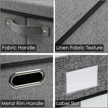 PRANDOM Storage Bins with Lids Linen Fabric Foldable Storage Boxes Organizer - Image 6