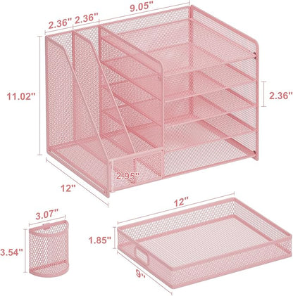 Marbrasse Desk Organizer with File Holder, 5-Tier Paper Letter Tray Organizer - Image 6