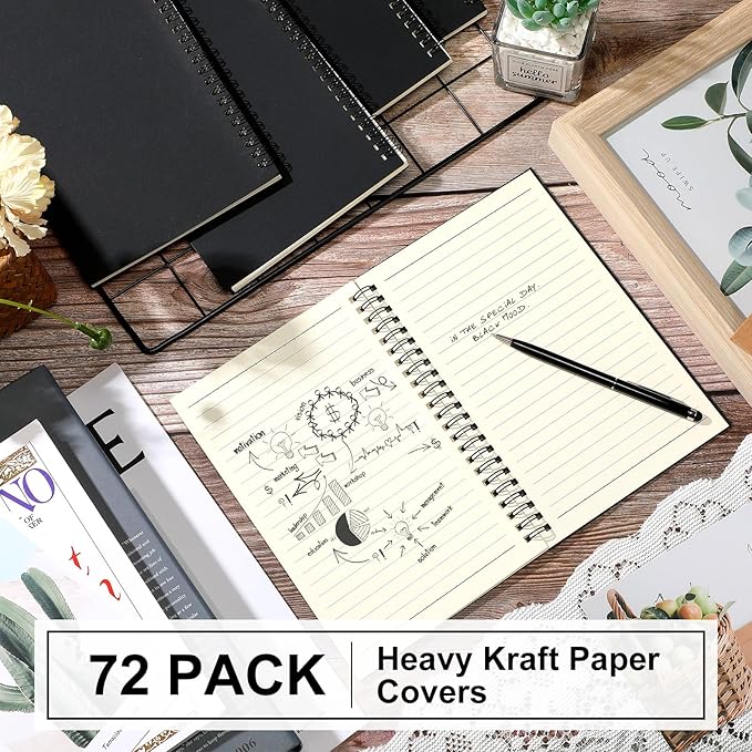 Yahenda 72 Pcs Spiral Notebook Bulk A5 Journal Lined 8.3'' x 5.5'' Writing - Image 2