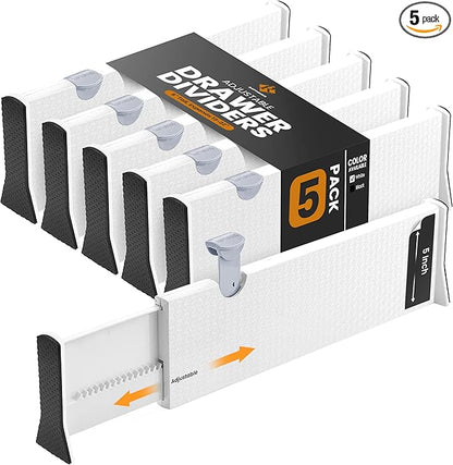 RAPTUROUS Adjustable Deep Drawer Divider – 5" Tall, Expandable 13-22", Non-Slip by Rapturous