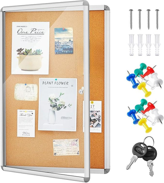 Geetery 36 x 24 Inch Enclosed Bulletin Board Tamperproof Lockable Cork Board by Geetery