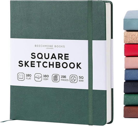 Beechmore Books Square Sketchbook – 8x8 Premium Vegan Leather Bound Large by BeechmoreBooks