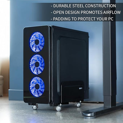 VIVO Computer Mid-Tower Case, CPU Steel Rolling Stand, Adjustable Mobile Cart - Image 5