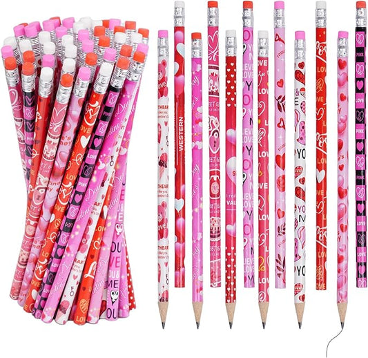 Rbenxia 48PCS Valentines Day Wooden Pencils by Rbenxia