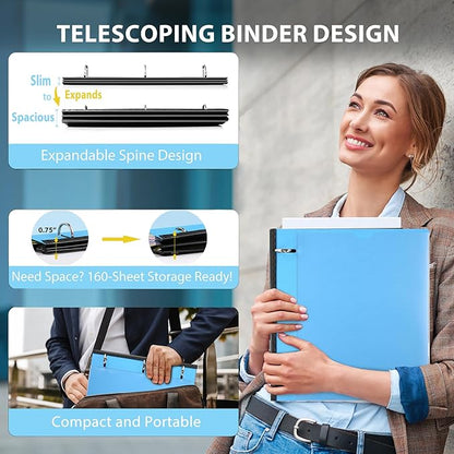WOT I 4-Pack Telescoping 3 Ring Binder, Expandable Flexible Binder - Image 2