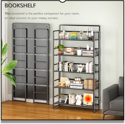 4NM No Assembly Extra Wide 5 Tiers Folding Bookshelf Storage Shelves Vintage - Image 3