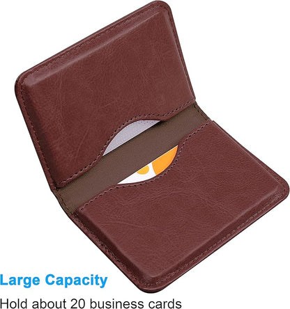 Wisdompro Business Card Holder, 2-Sided PU Leather Folio Name Card Holder - Image 2