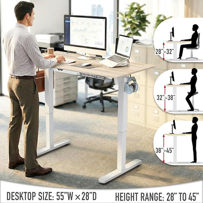 SHW 55 x 28 Inches Electric Height Adjustable Standing Desk - Image 6