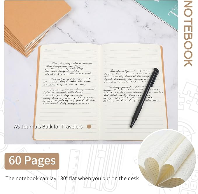 miikoul 72 Pack A5 Kraft Paper Notebook Lined Journal Bulk, 8.3 X 5.5 Inch - Image 4