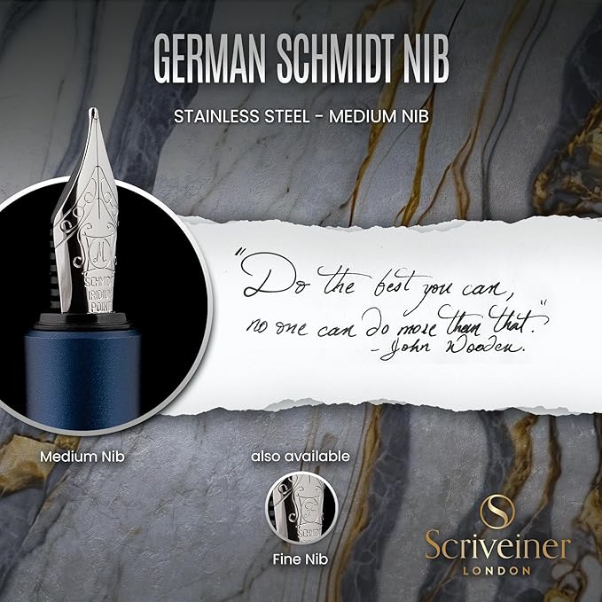 Scriveiner Personalized Luxury EDC Fountain Pen, Stunning Matt Blue Pocket Pen - Image 7